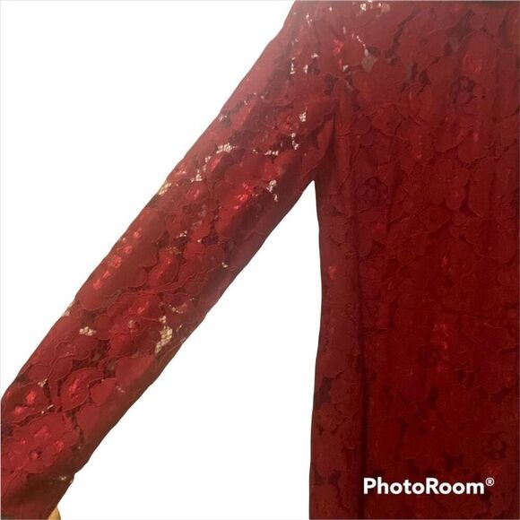 Betsey Johnson Red Floral Lace Bodycon Dress Size 12 NWT - Picture 6 of 10